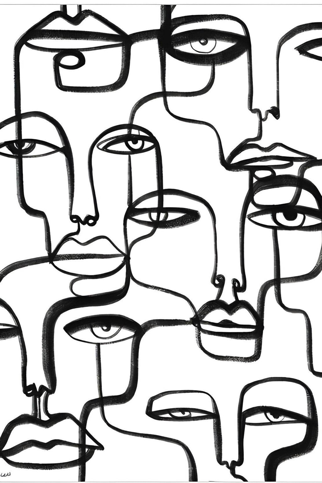 Interconnected Faces Modern Wall Art - beink online art store