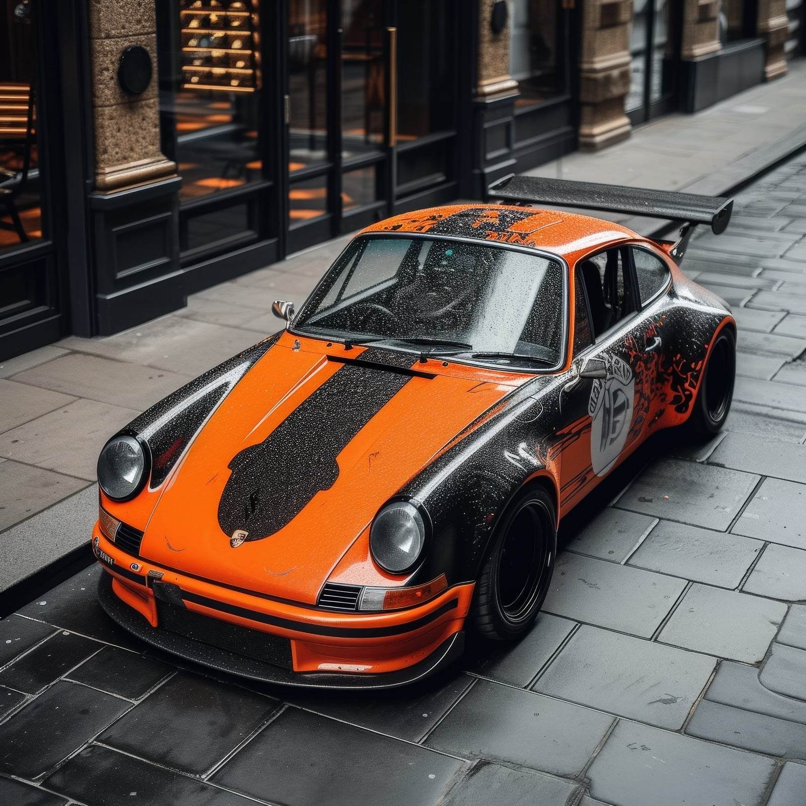 Black and Orange Porsche Wall Art - beink online art store