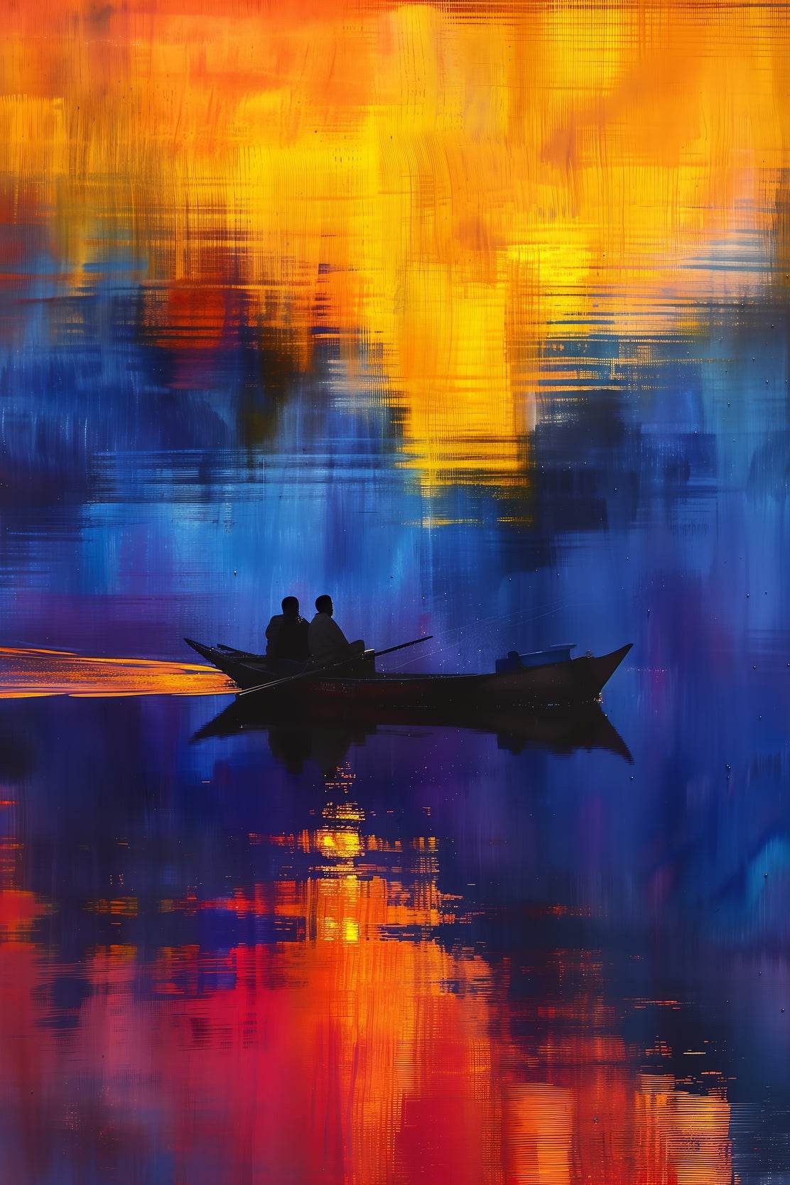 Watercolor Painting Of Boating On The River Wall Art - beink online art store