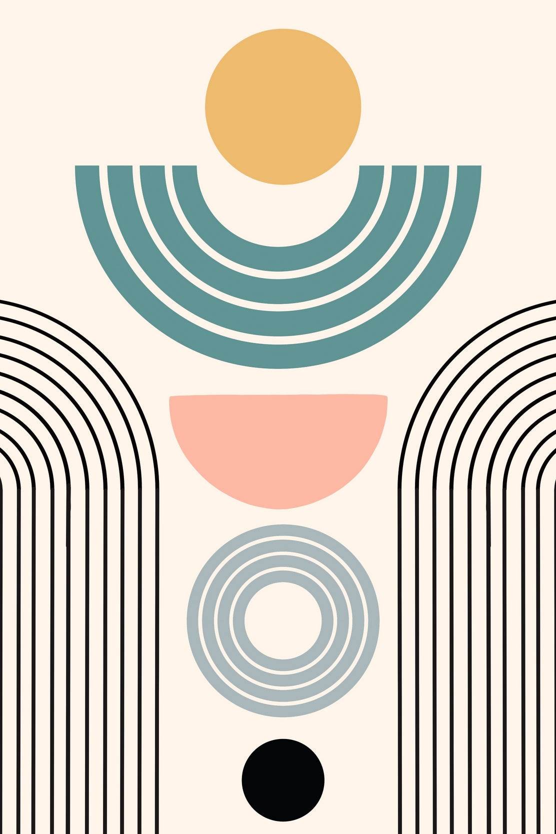 Abstract with a Vertical Arrangement of Semicircles ArtWork - beink online art store