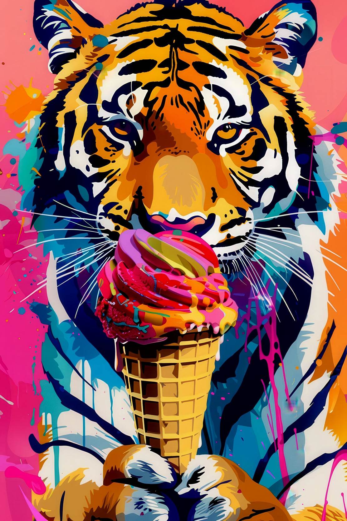 tiger eating ice cream Wall Art - beink online art store