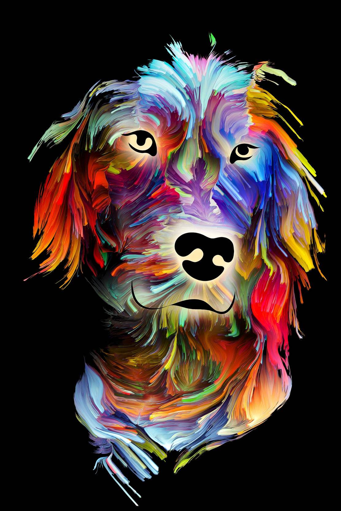 Colorful Oil Paint Dog Face Wall Art - beink online art store
