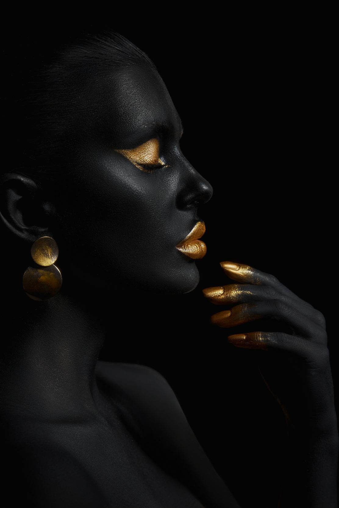 Women Painted Golden Black and White Wall Art - beink online art store