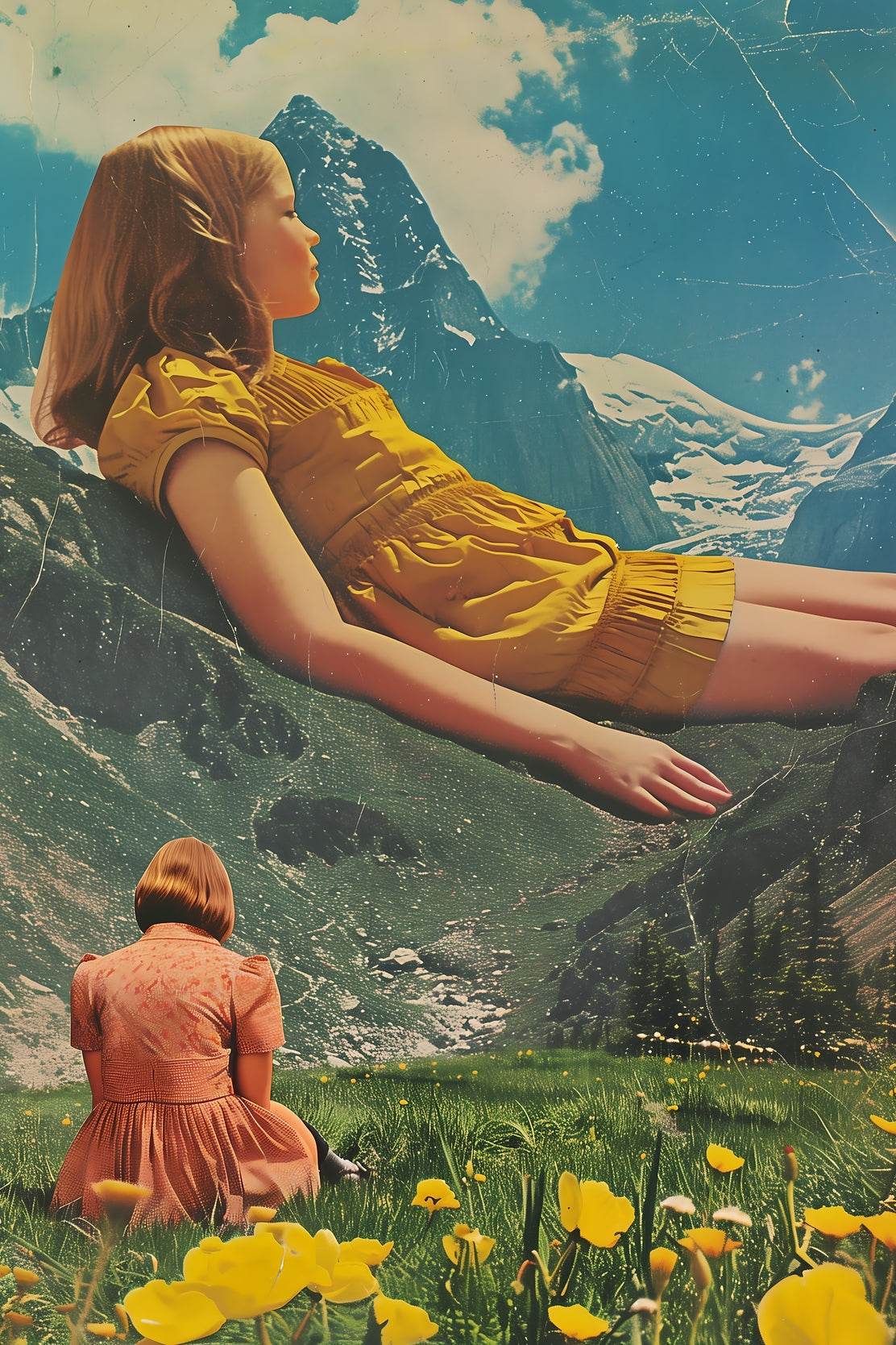 Painting of A Girl Leaning On A Mountain Wall Art - beink online art store