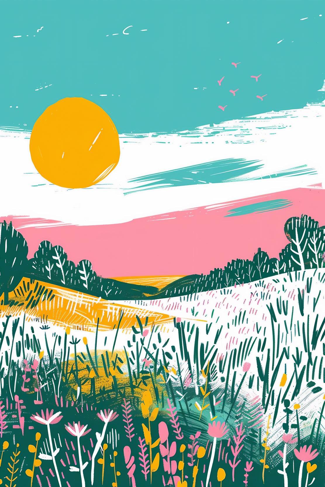 Vibrant Meadow Modern Wall Art - beink online art store