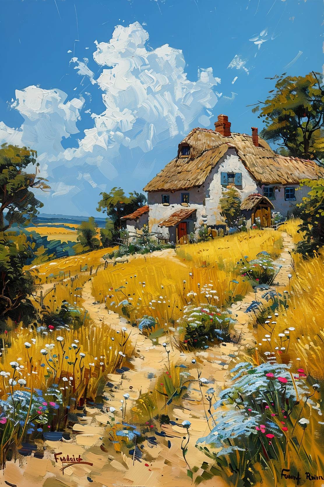 Painting Dirt Road In The Field Wall Art - beink online art store