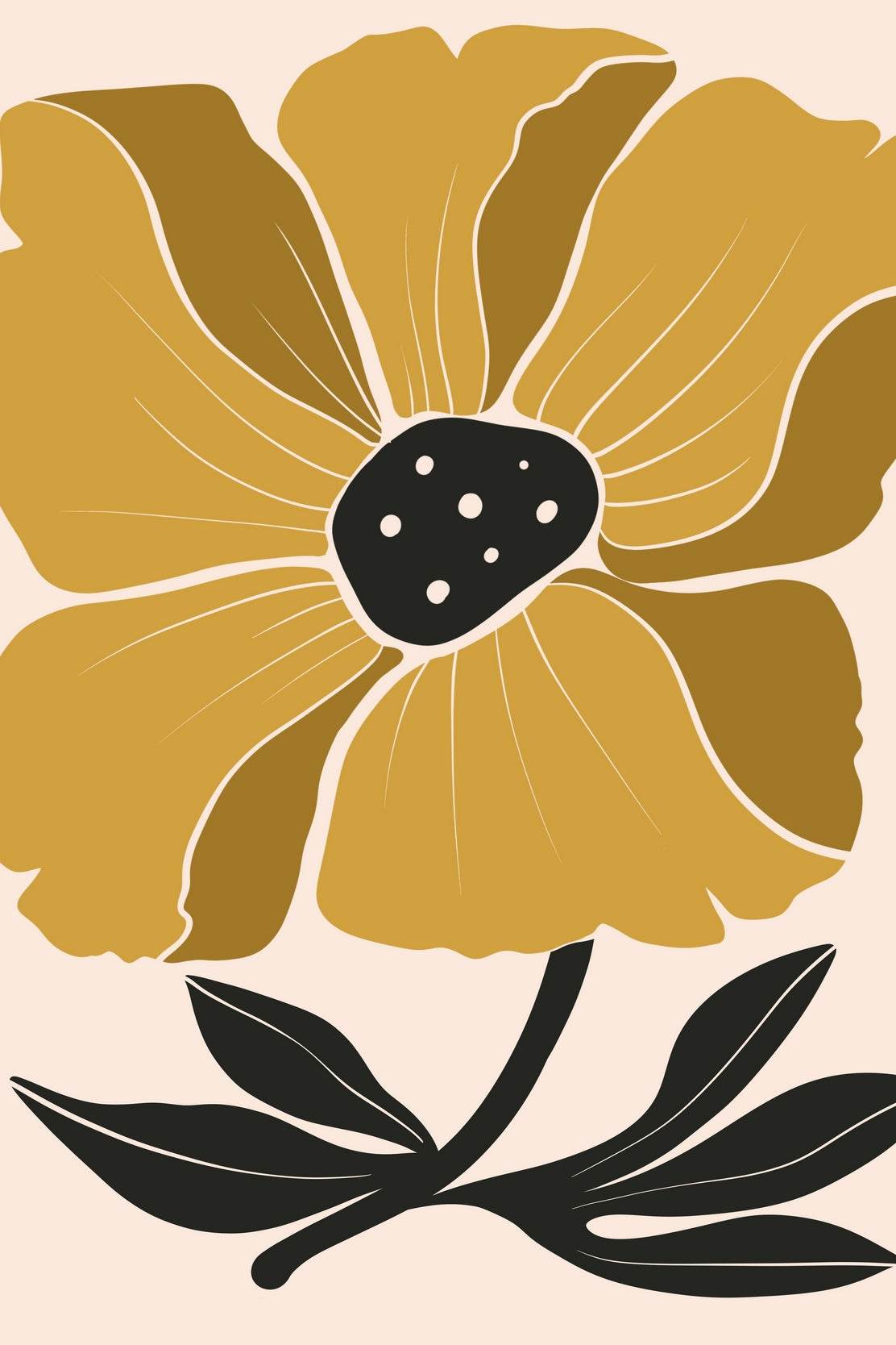 Abstract Floral Illustration Stylized yellow bloom ArtWork - beink online art store