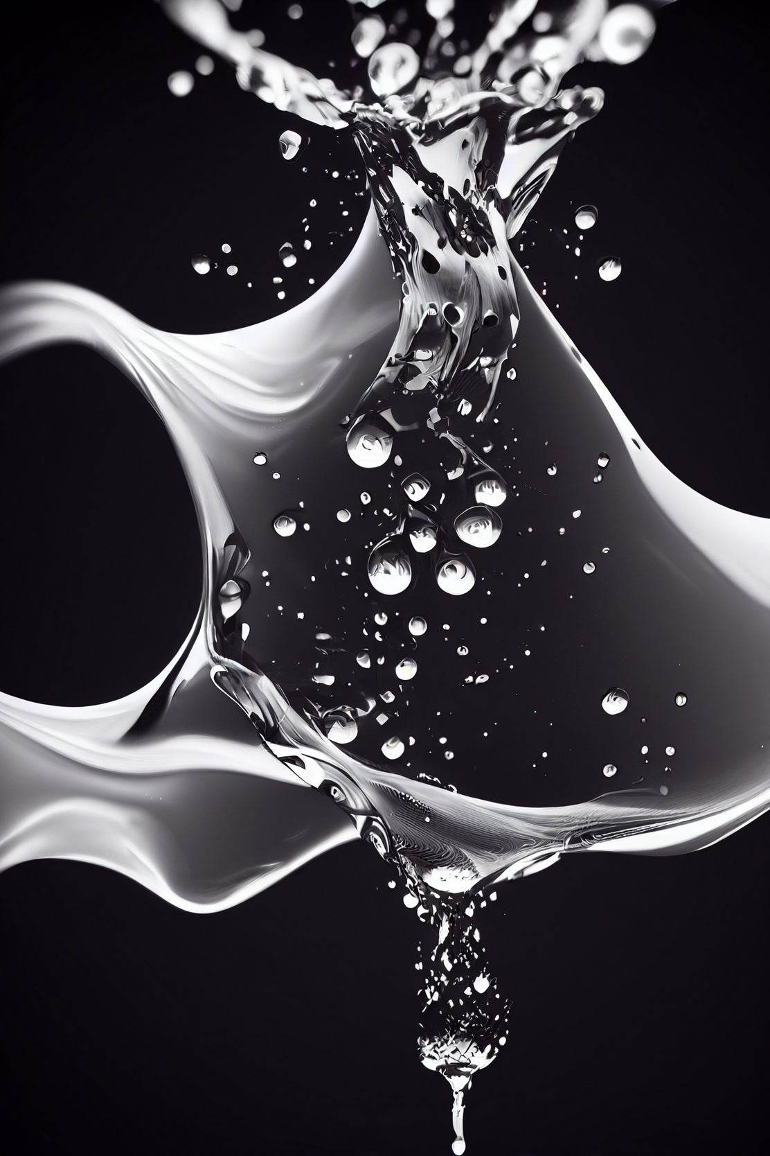 Water Splash Black & White Wall Art - beink online art store