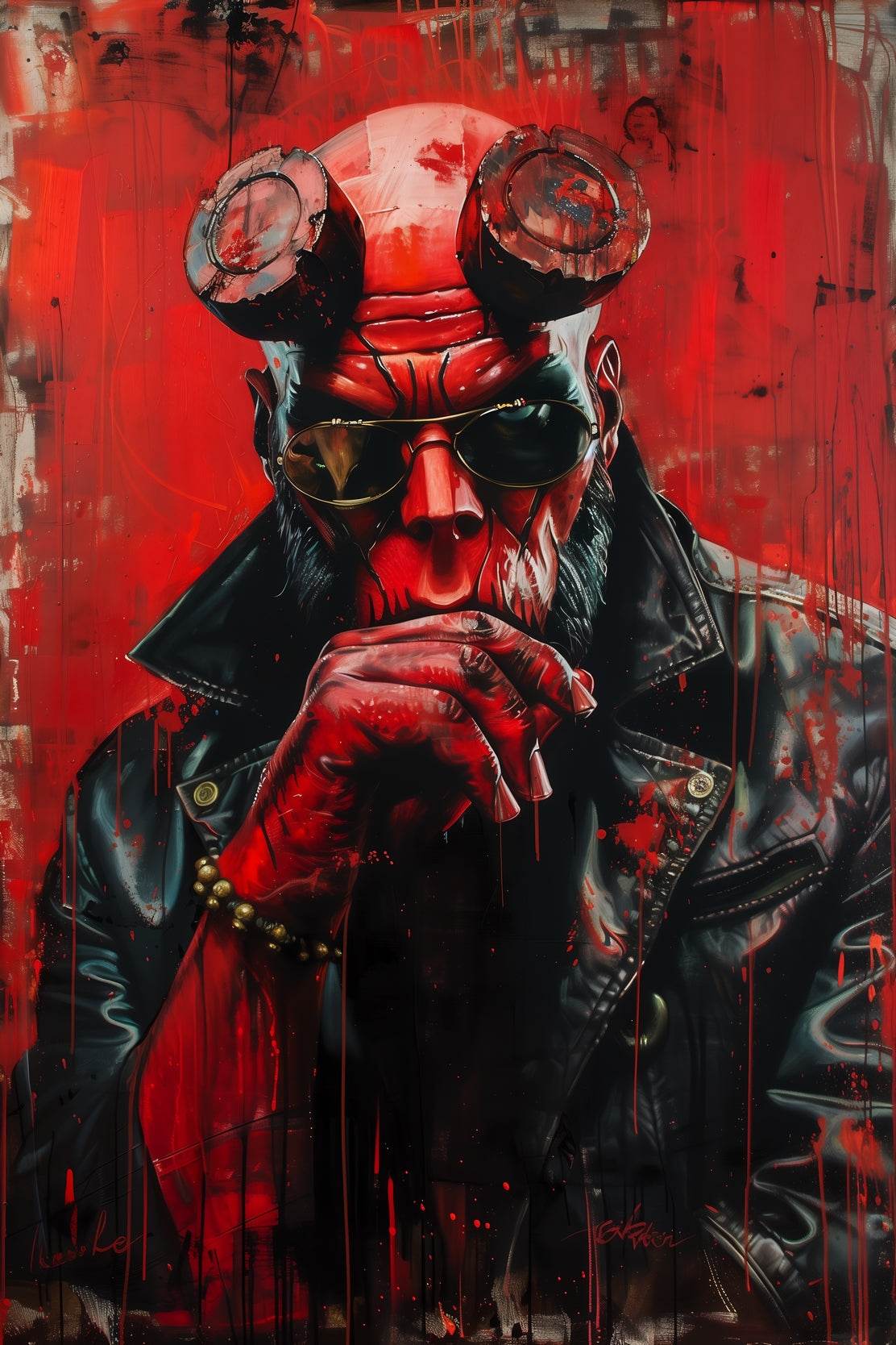 Painting of Hellboy Premium Wall Art - beink online art store
