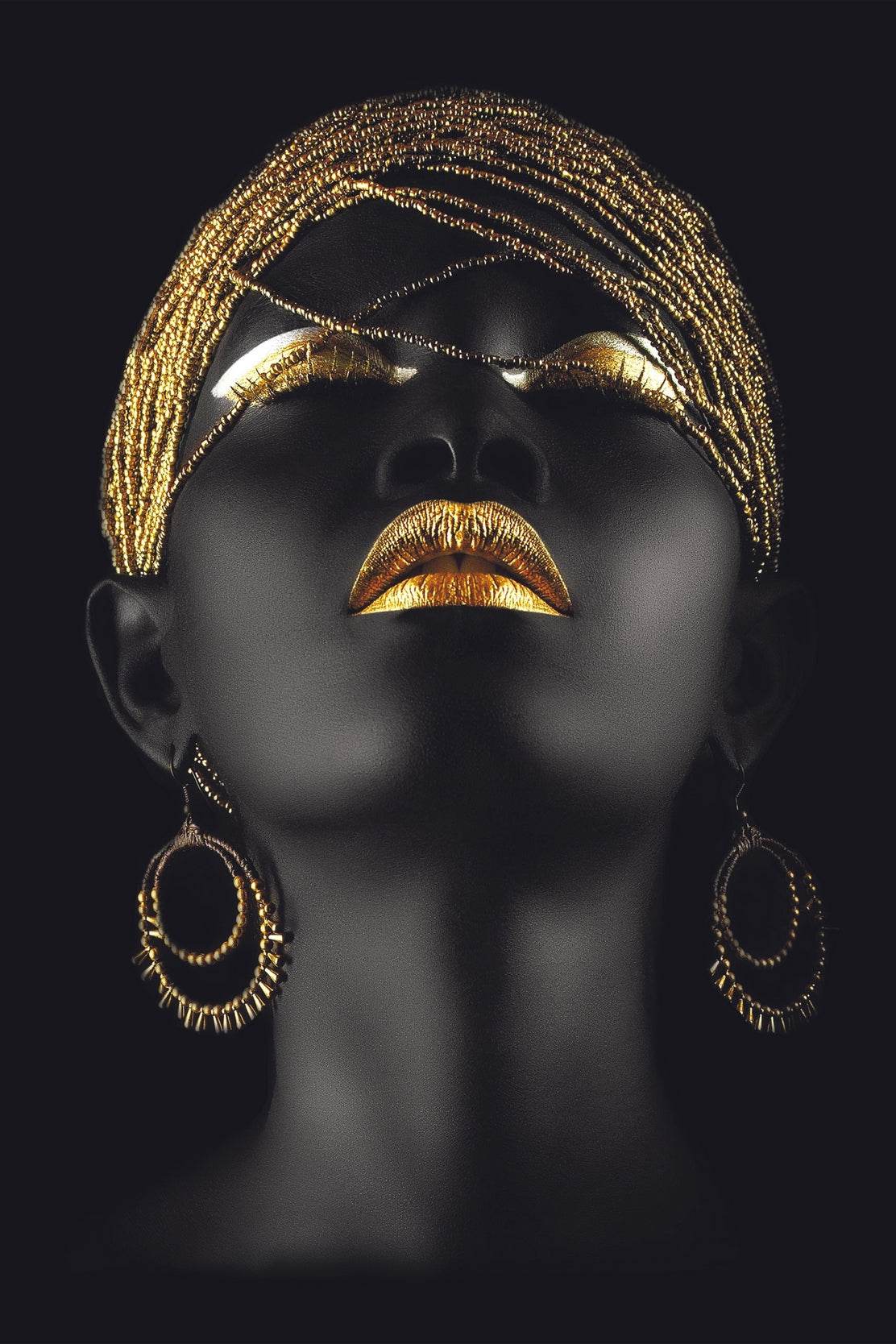 Black Queen With Golden Makeup Wall Art - beink online art store