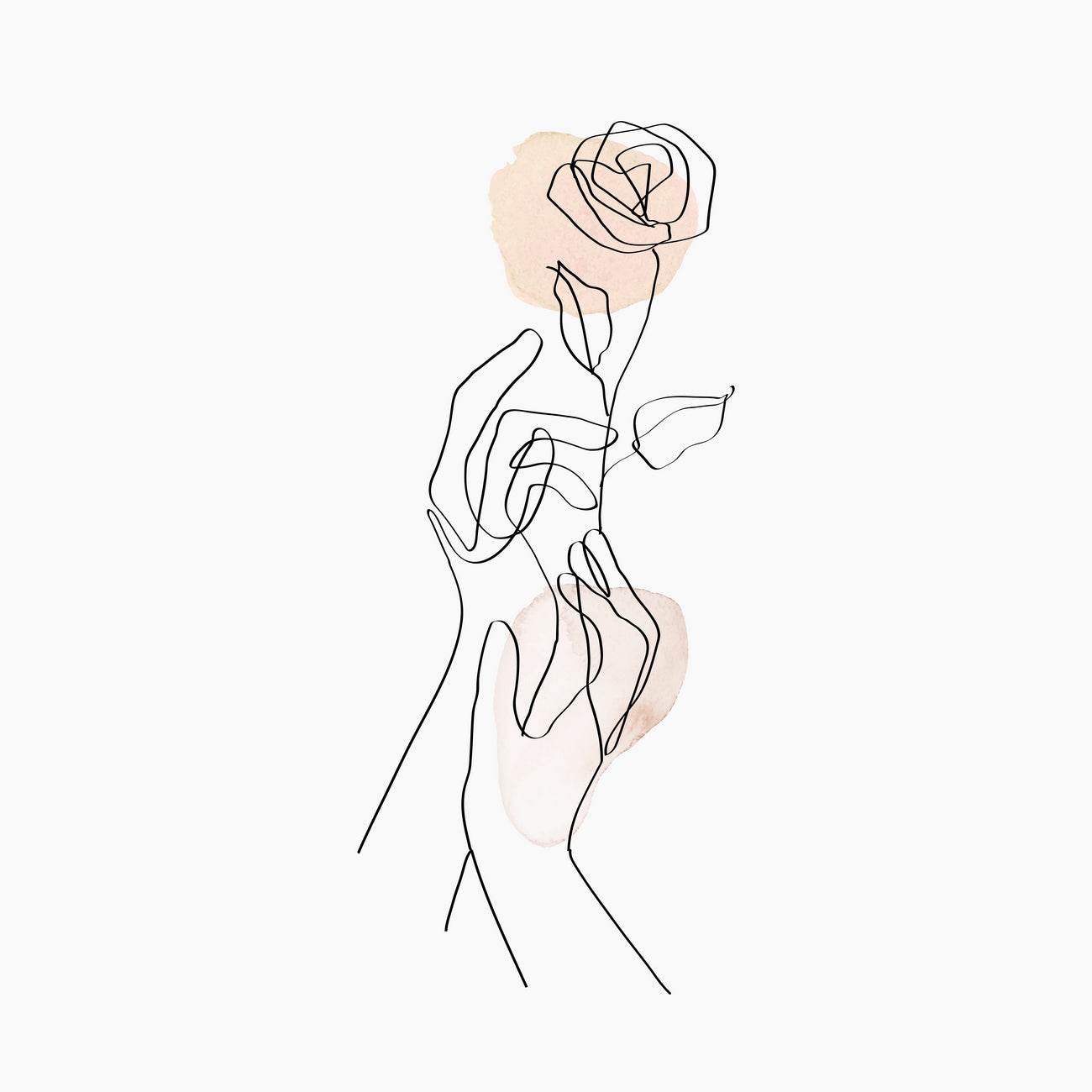 English Rose Flower Branch in Hand Wall Art - beink online art store