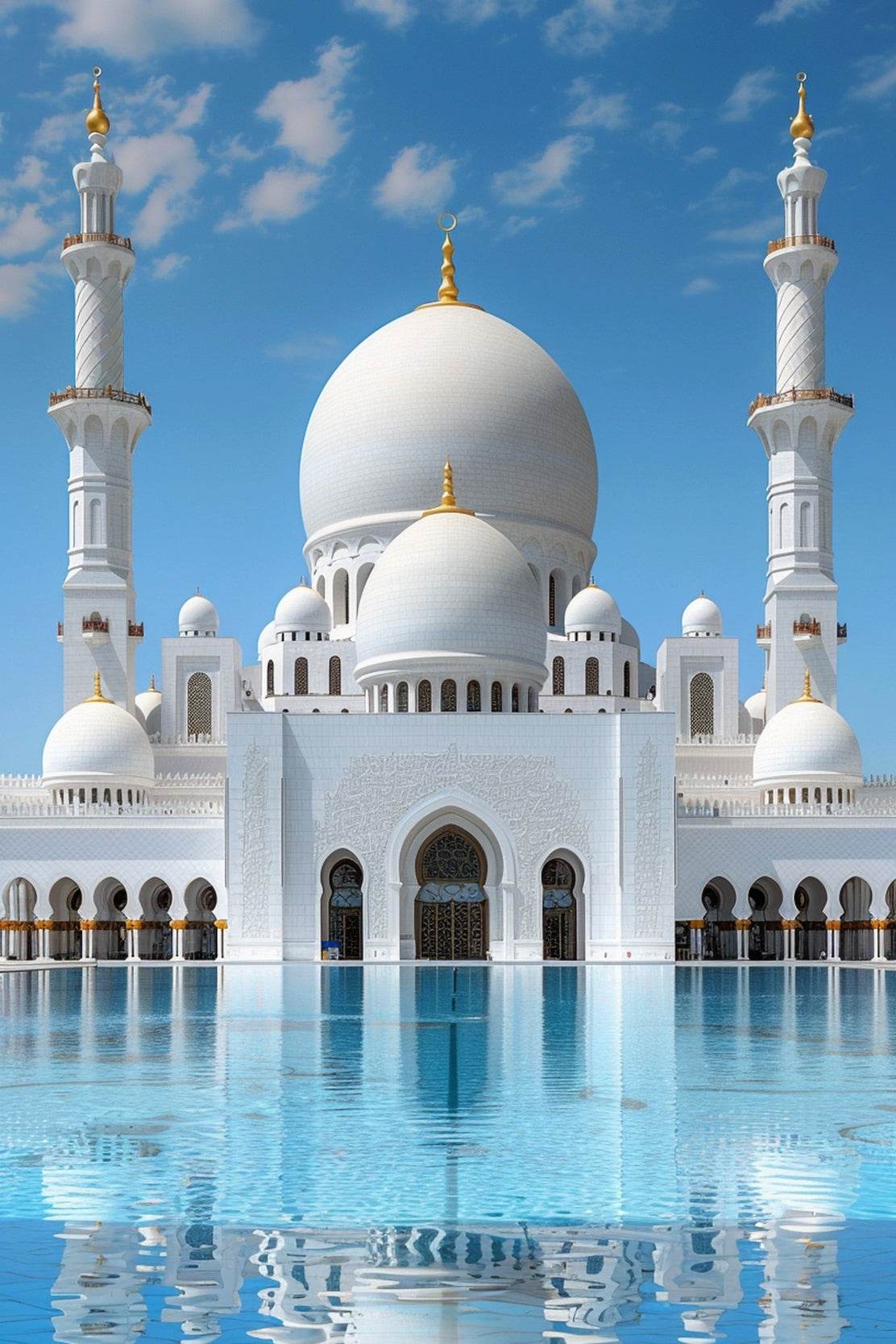 White Mosque surrounded by Water Wall Art - beink online art store