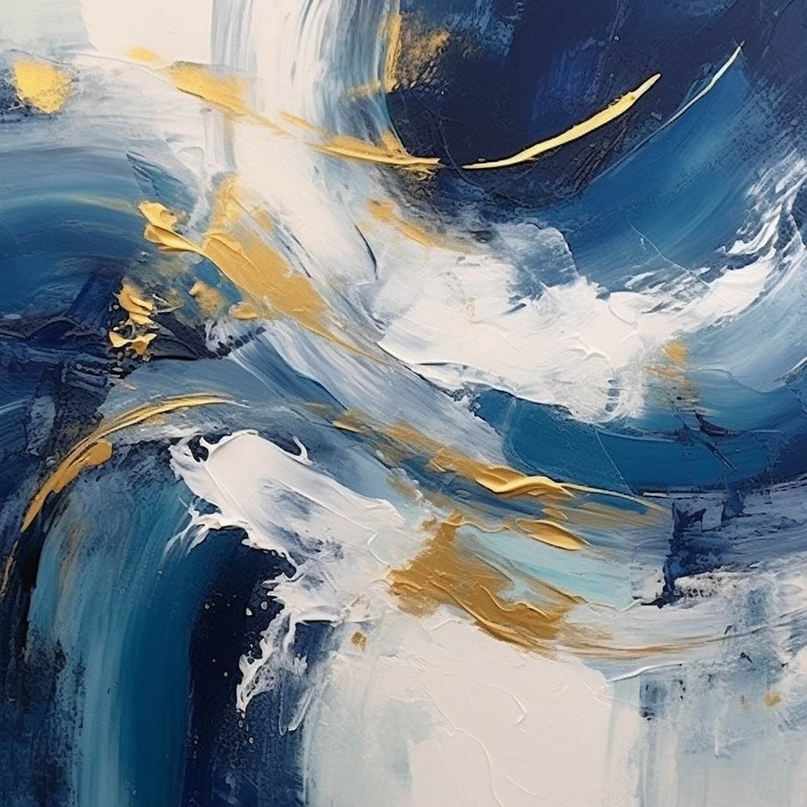 Gold and Blue Textured Abstract Wall Art - beink online art store