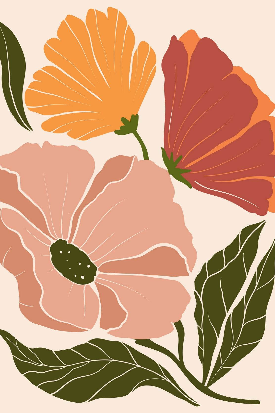 Abstract Floral Design Stylized Flower Arrangement ArtWork - beink online art store