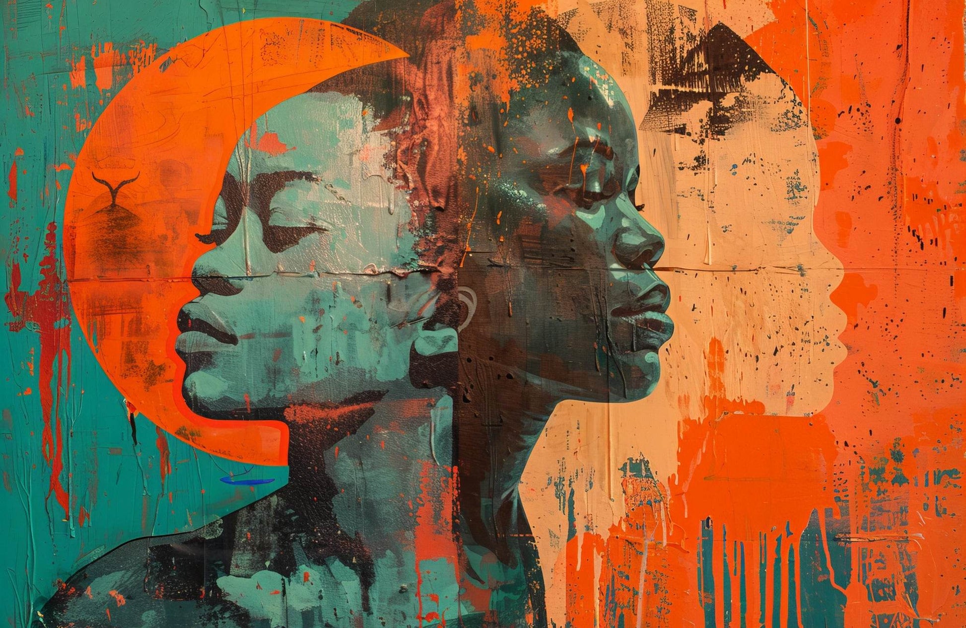 Abstract Painting of Multiethnic Faces Digital Art - beink online art store