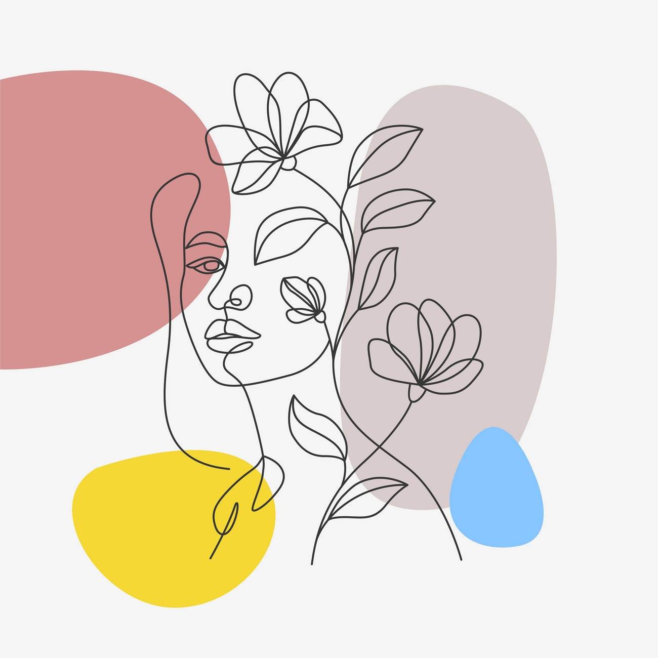 Combination Woman Face With Flower Wall Art - beink online art store