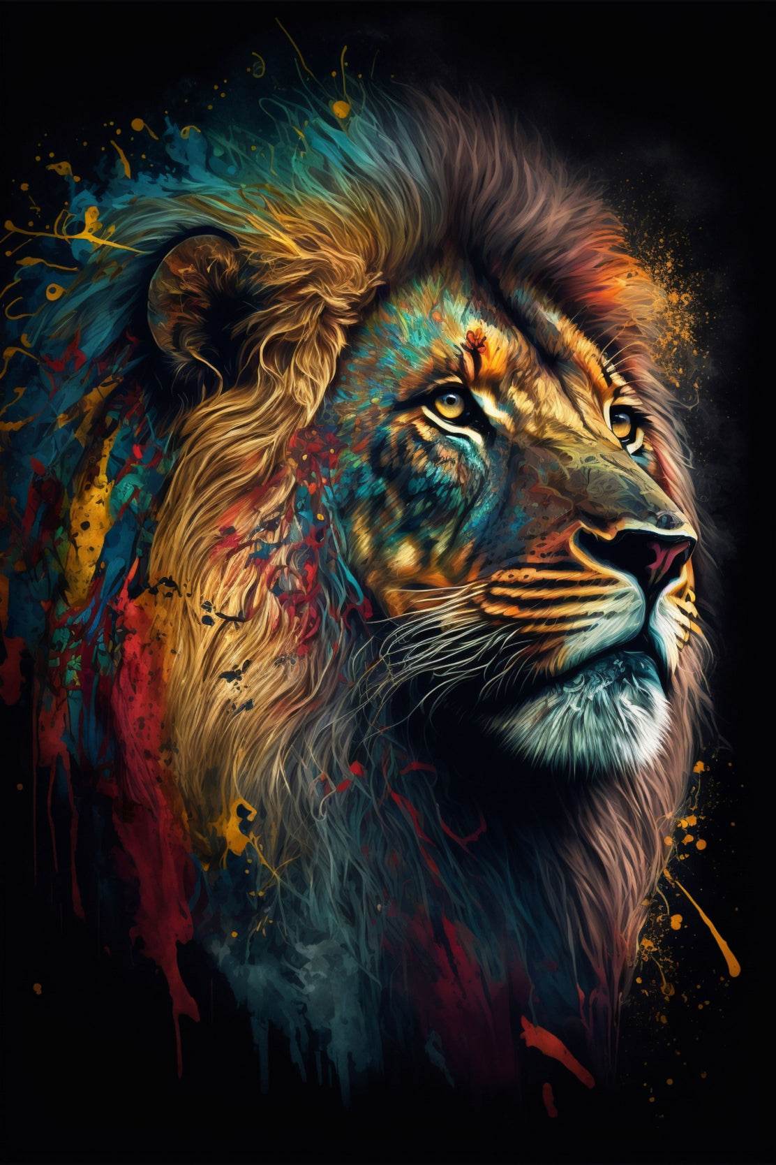 Painting of Volcanic Lion Head Wall Art - beink online art store
