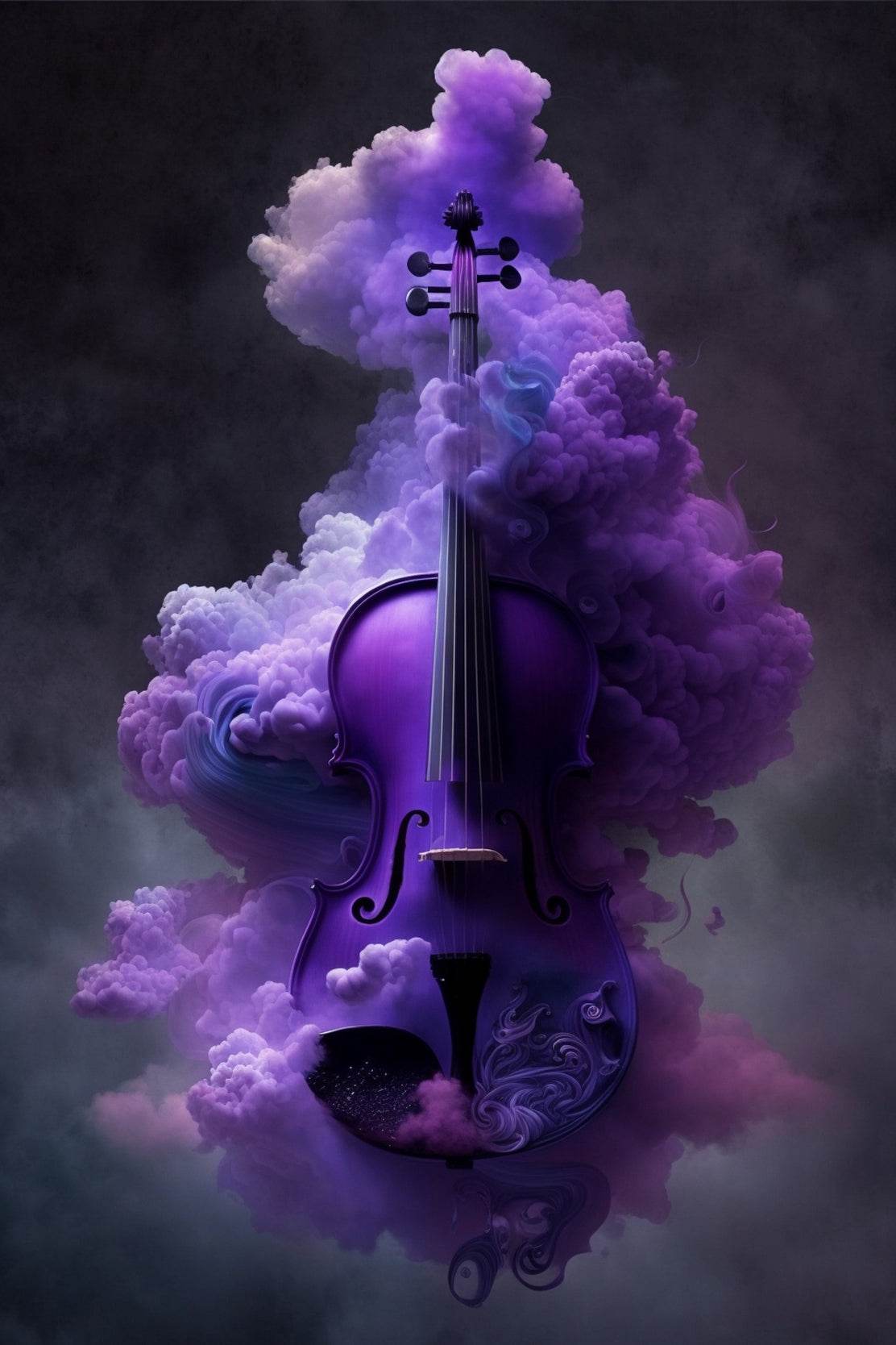 Purple Magic Violin In Smoke Wall Art - beink online art store
