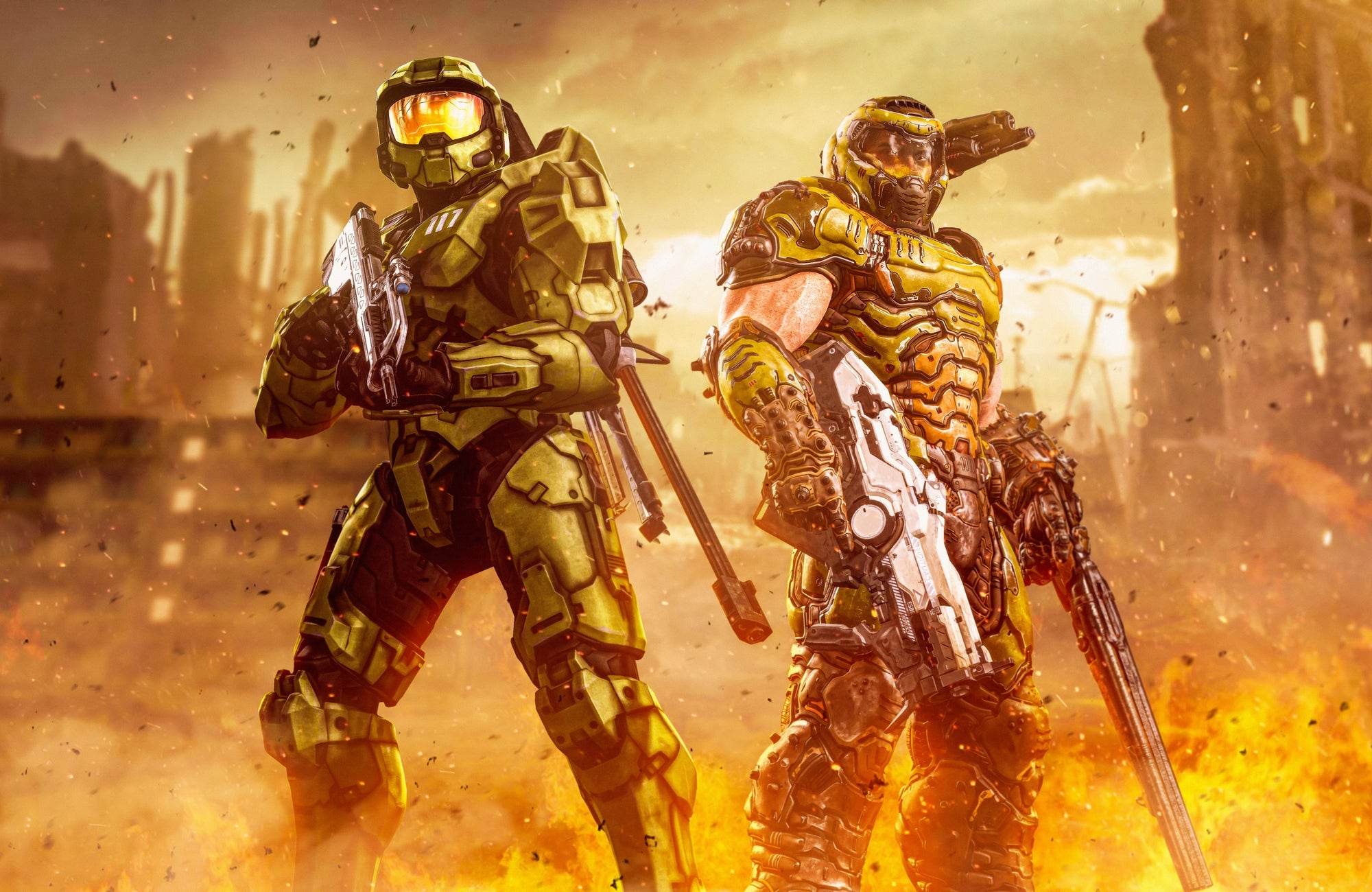 HALO AND DOOM Slayer Gaming Wall Art - beink online art store