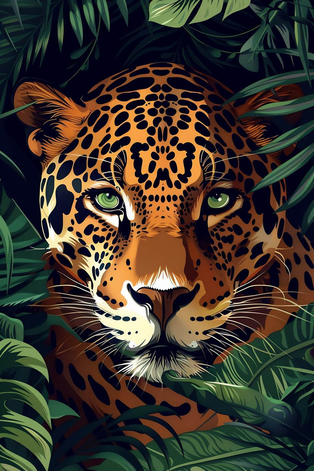 Painting of Tiger Hiding in Bushes - beink online art store