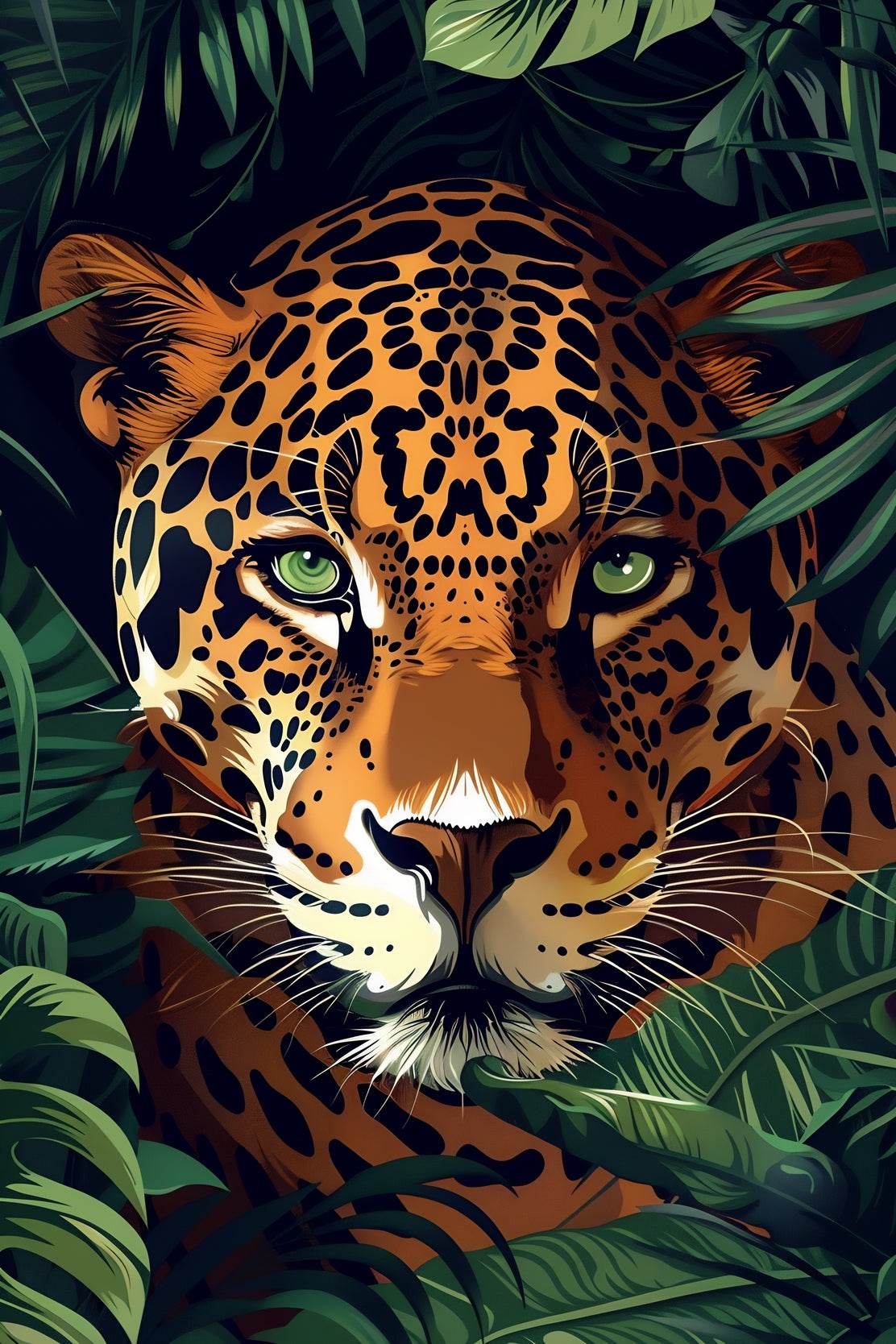 Painting of Tiger Hiding in Bushes - beink online art store