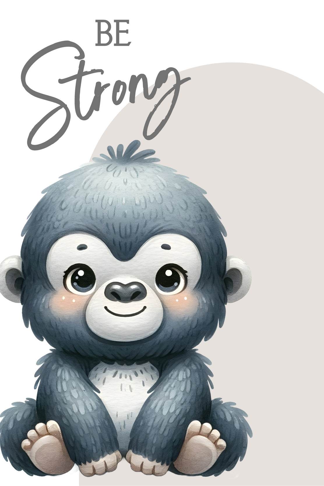 Watercolor Illustration of a Cute Baby Monkey - beink online art store