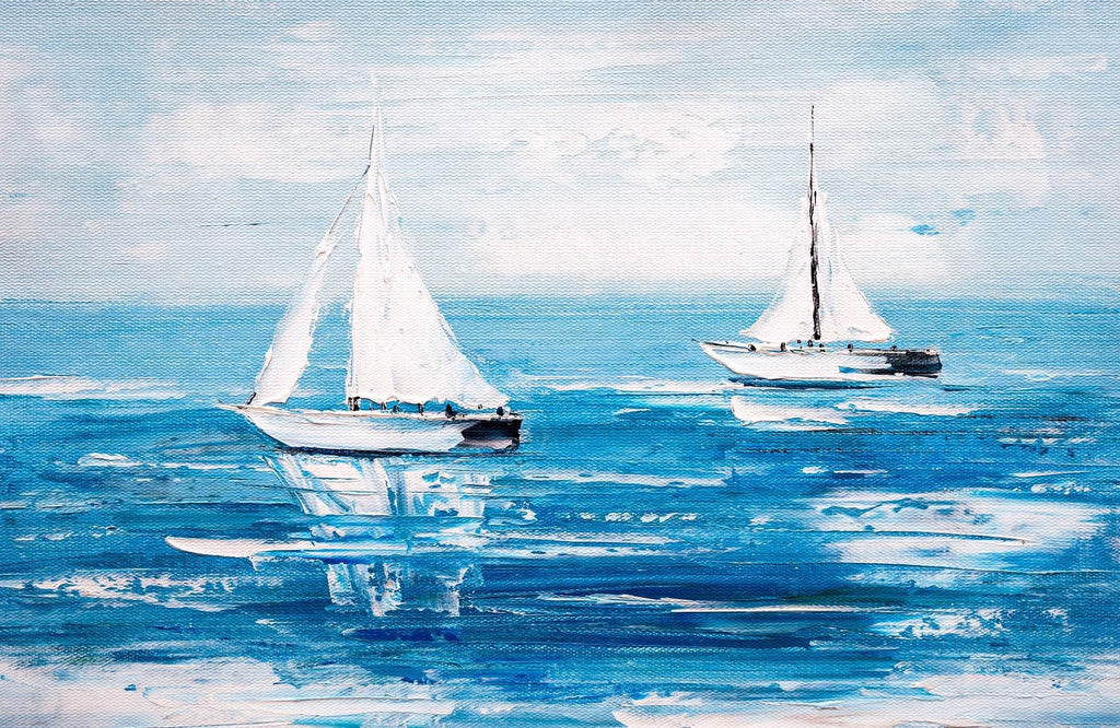 Sailboats in The Blue Ocean Wall Art - beink online art store