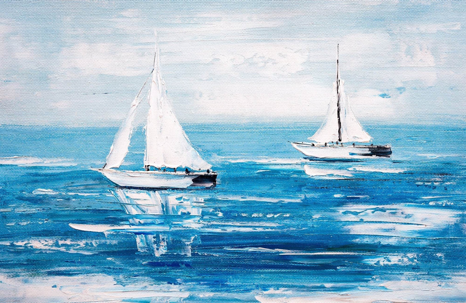 Sailboats in The Blue Ocean Wall Art - beink online art store