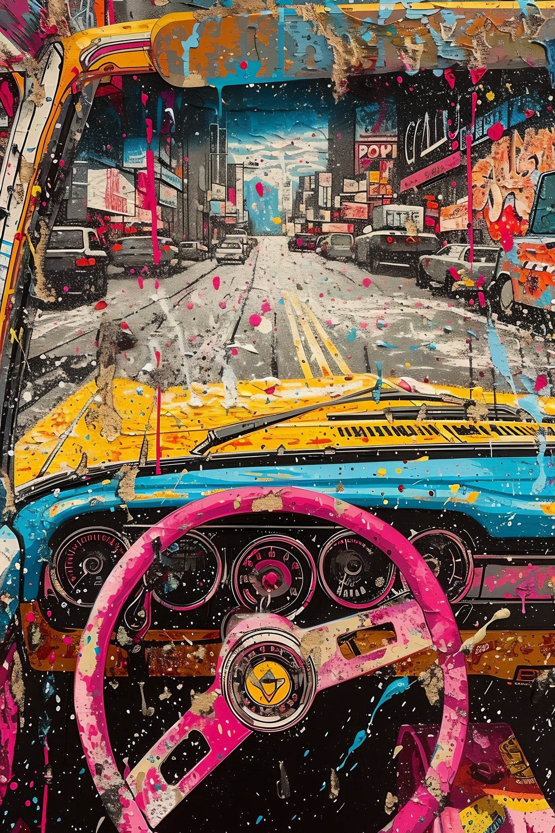 Rainbow Car To Road Wall Art - beink online art store