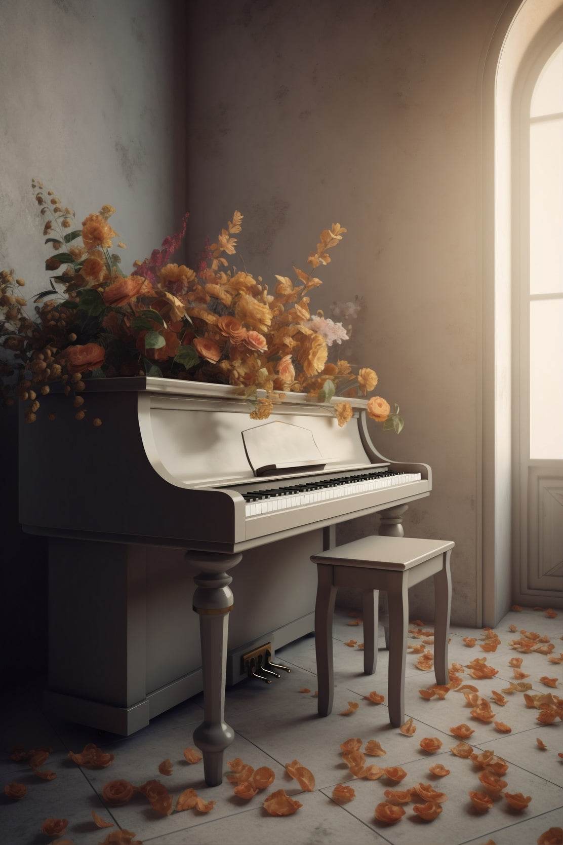 White Piano In The Church Wall Art - beink online art store