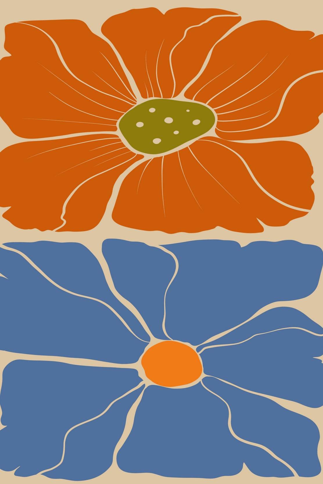Two Large Stylized Flowers ArtWork - beink online art store