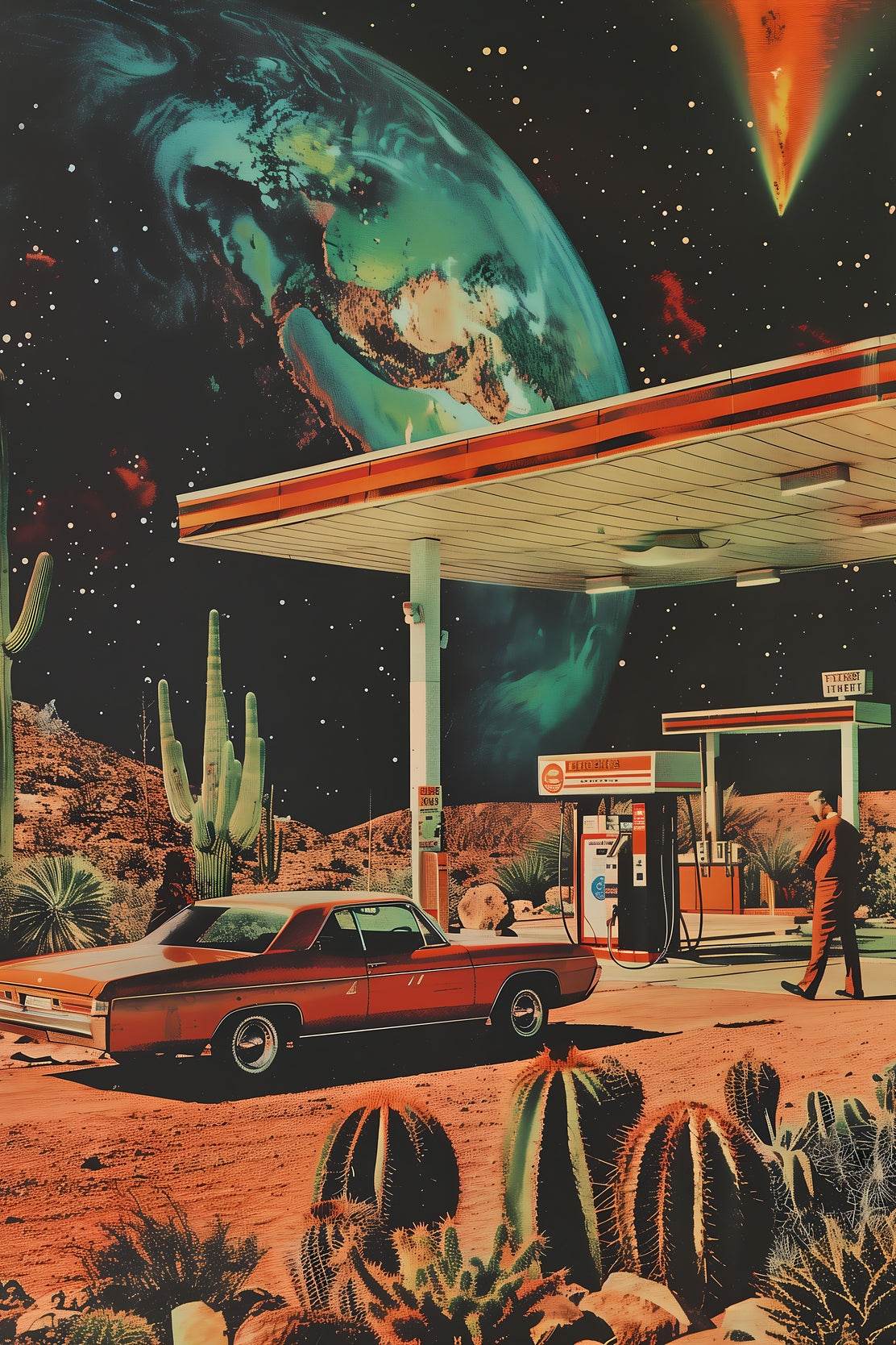 Gas Station With Space Background Wall Art - beink online art store