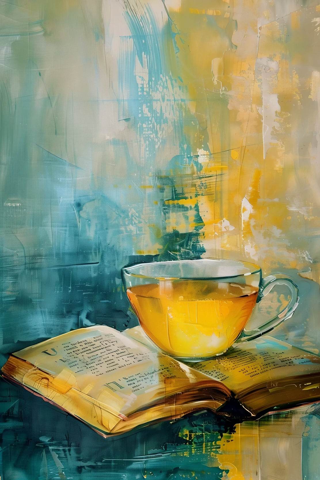 Painting A Cup Of Tea On A Book Wall Art - beink online art store