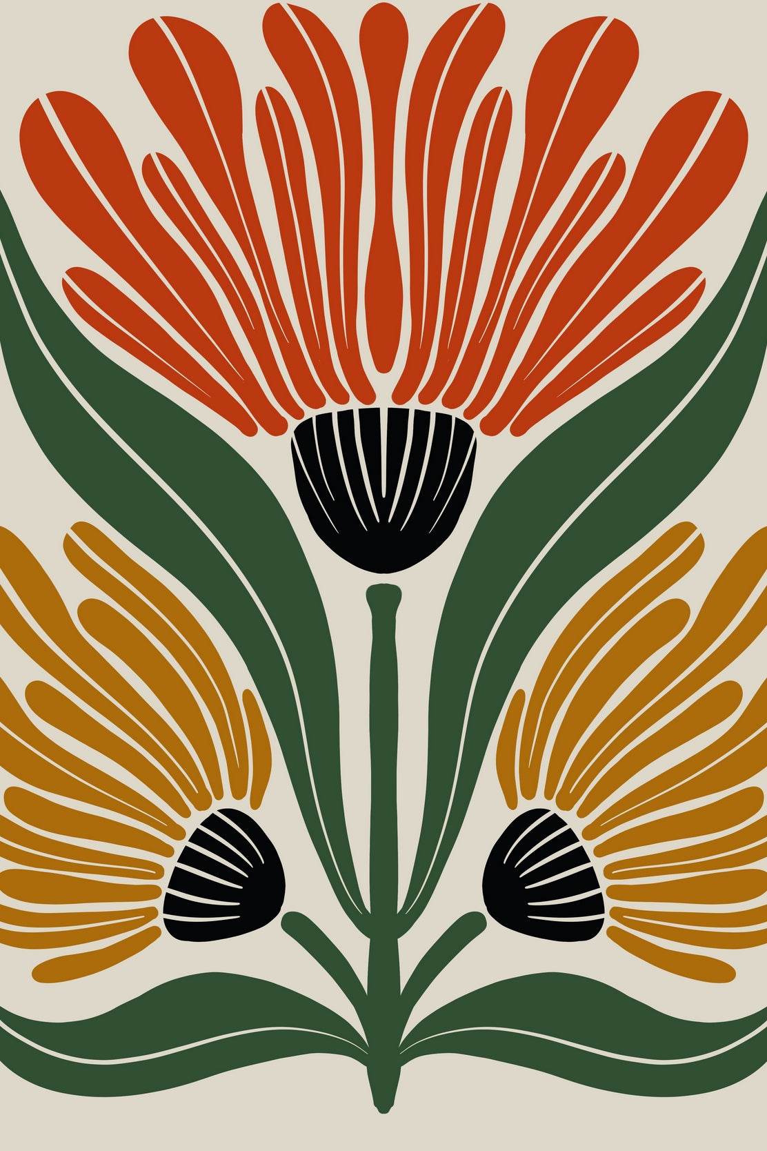 Arrangement of Three Flowers in Shades ArtWork - beink online art store
