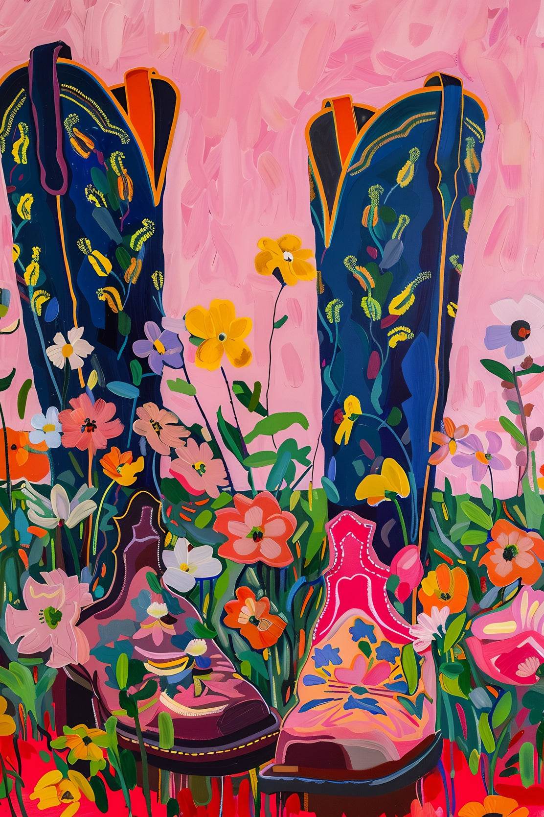 Cowboy Boots and Flower Blooms - beink online art store