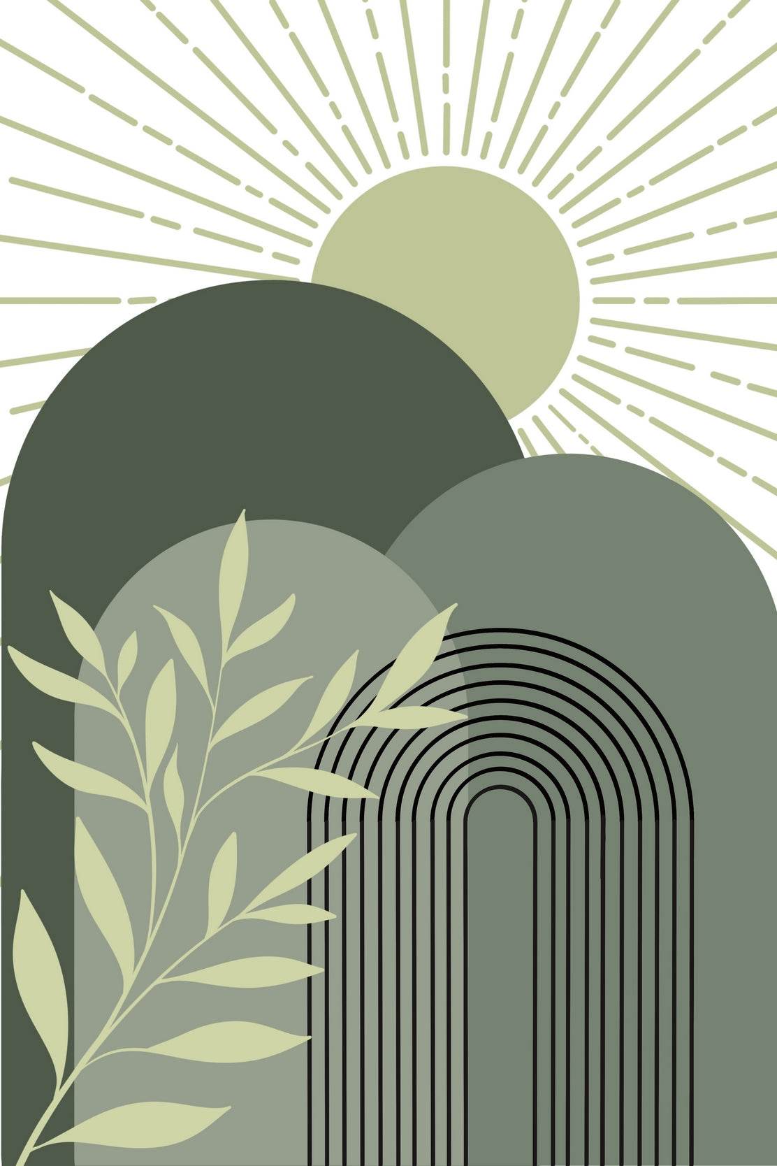 Geometric Shapes in Shades of Green ArtWork - beink online art store