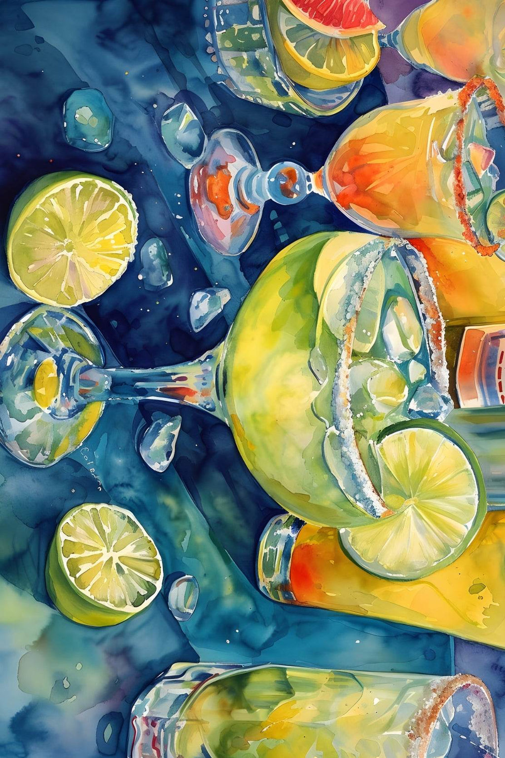 Watercolor Painting of Lemonade Drink - beink online art store