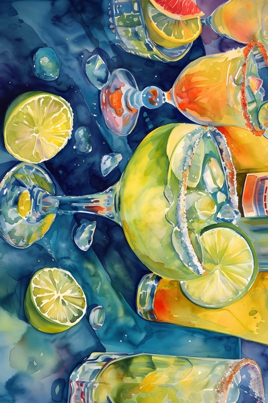 Watercolor Painting of Lemonade Drink - beink online art store