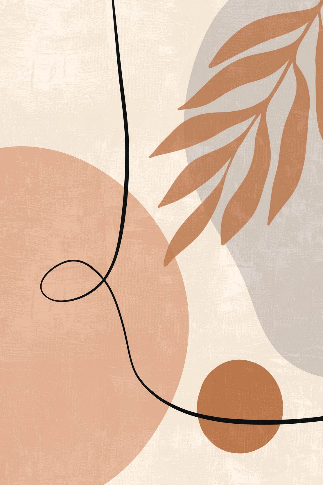 Abstract with a Stylized Leaf Circles in Shades of Brown and Gray ArtWork - beink online art store