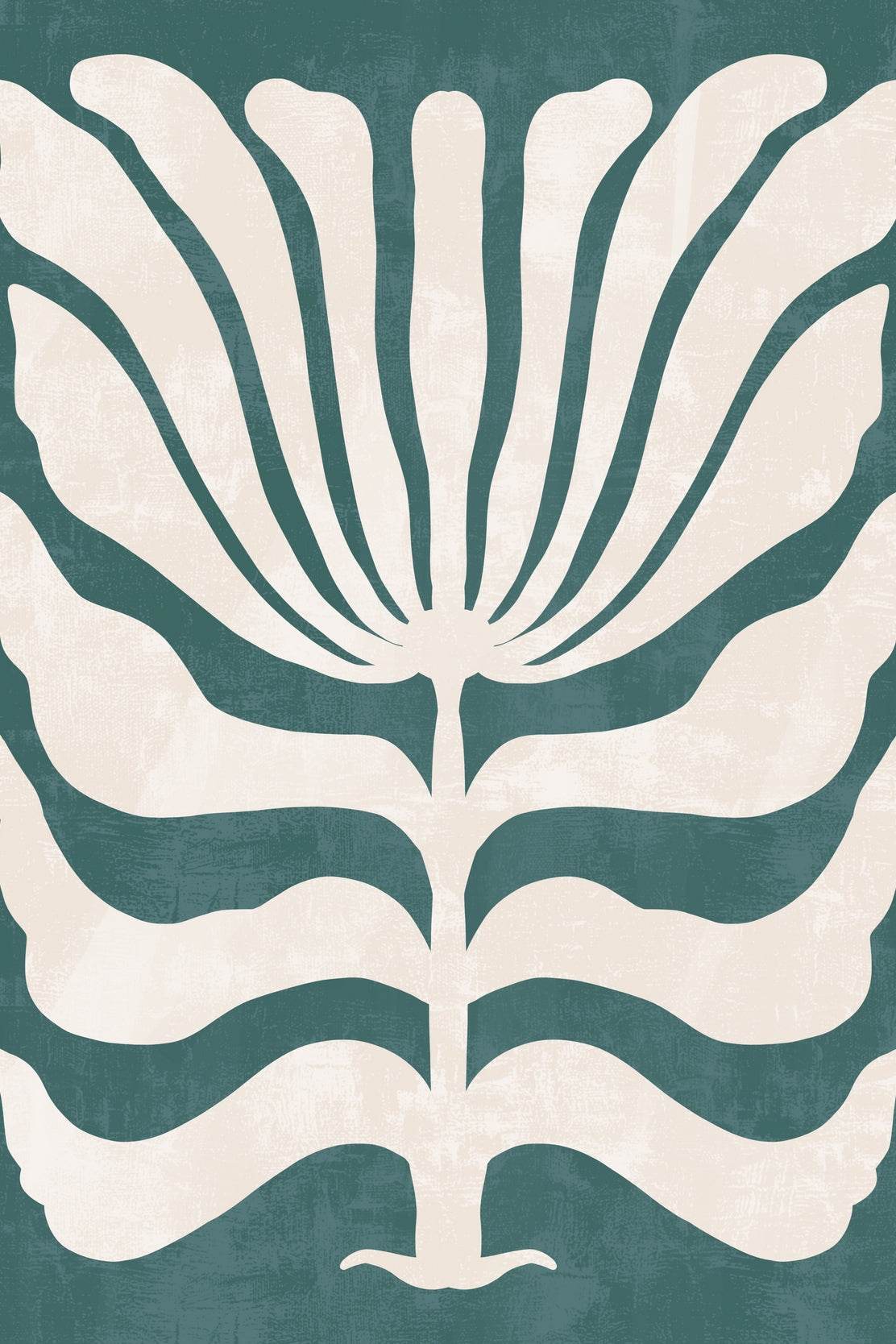 Stylized Flower or Leaf Shape with a Central Stem ArtWork - beink online art store