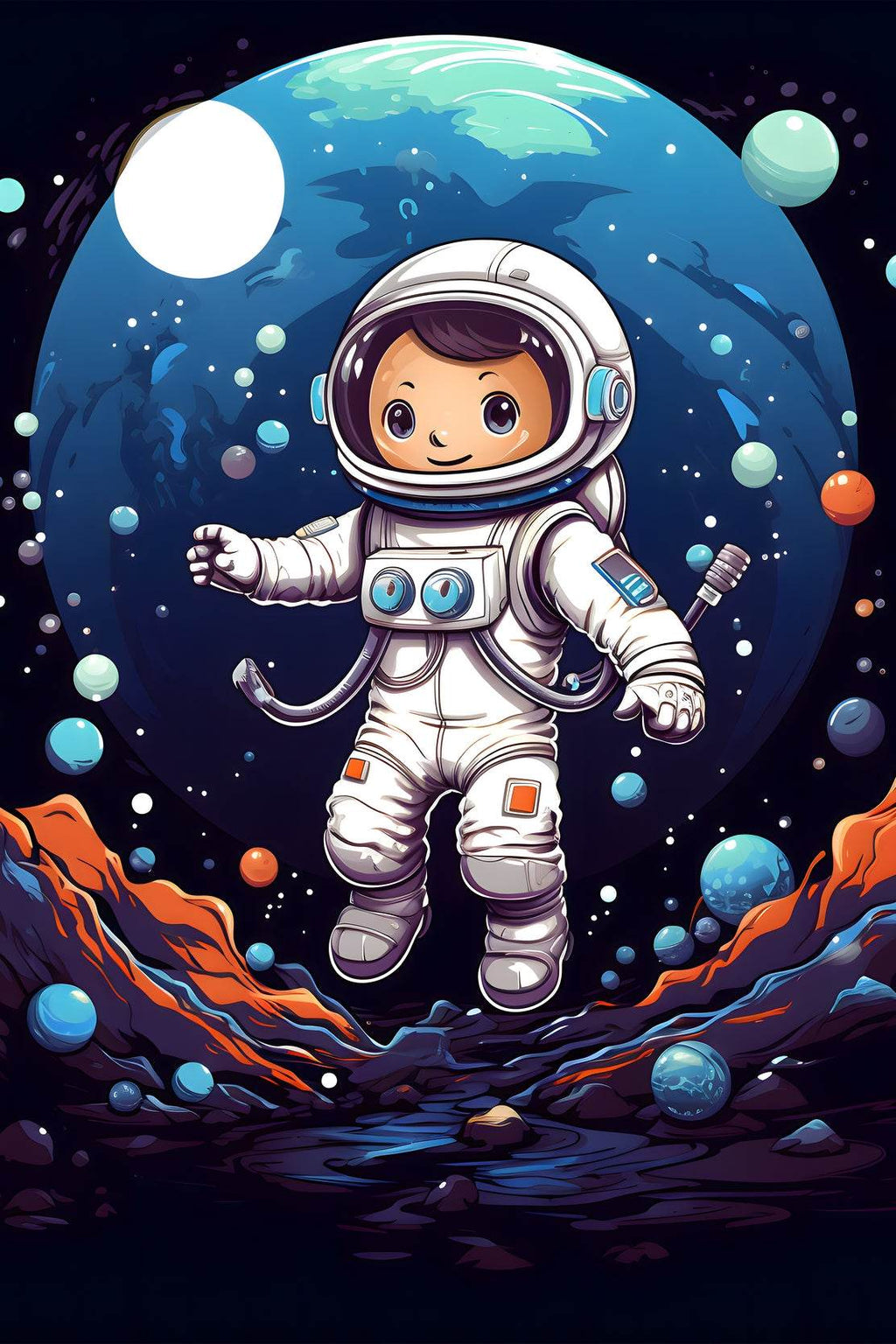 Painting of Astronaut Kid in Space - beink online art store