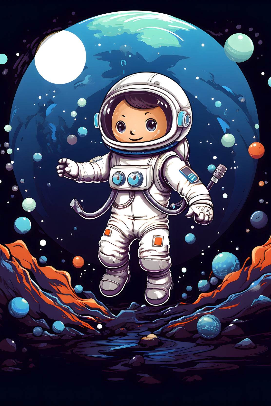 Painting of Astronaut Kid in Space - beink online art store