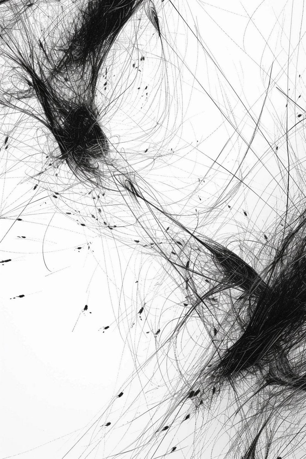 Black Tangled Hairs Modern Wall Art - beink online art store