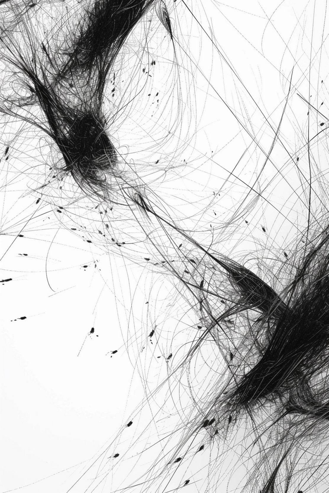 Black Tangled Hairs Modern Wall Art - beink online art store