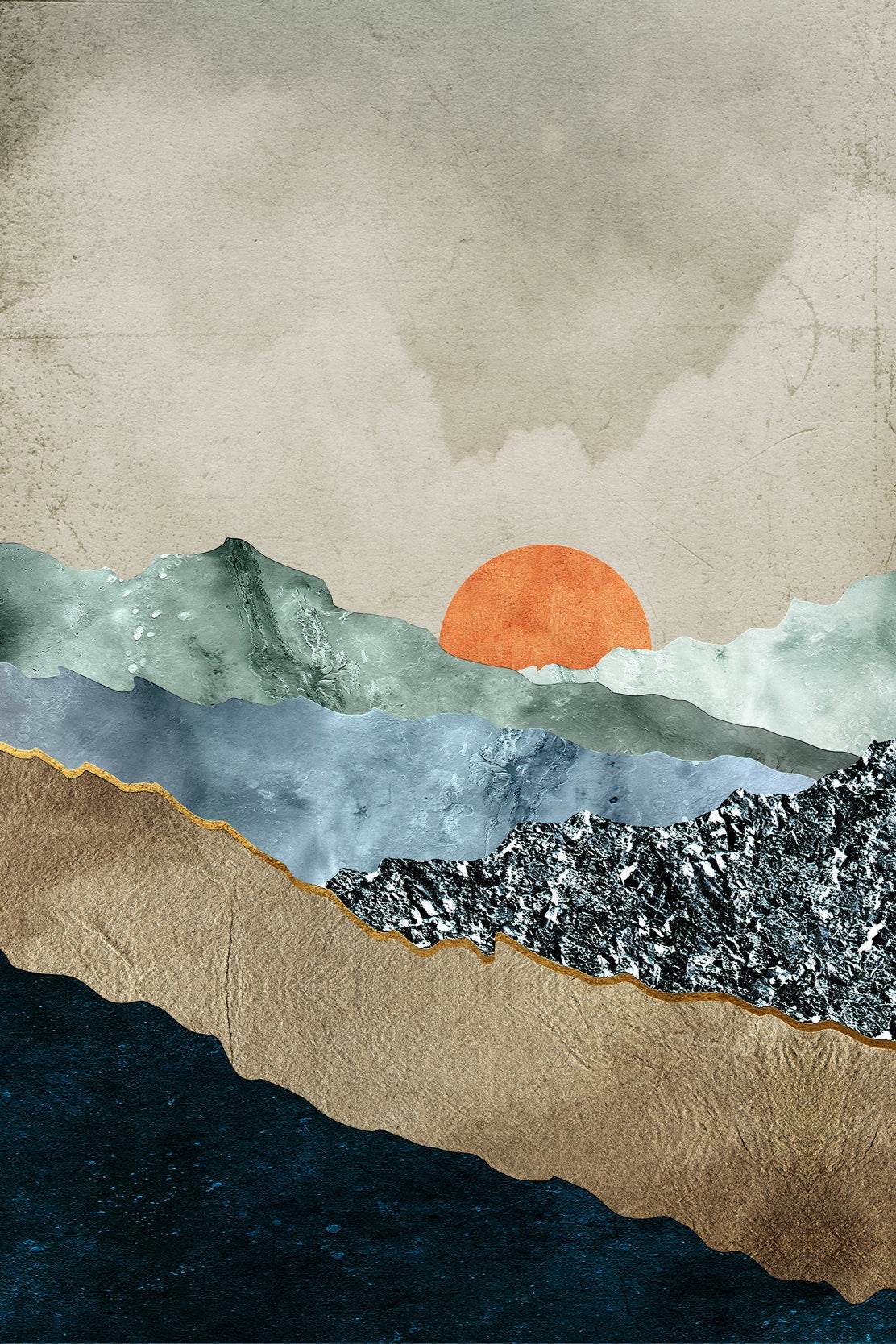 Golden Sunset Over Mountains Wall Art - beink online art store