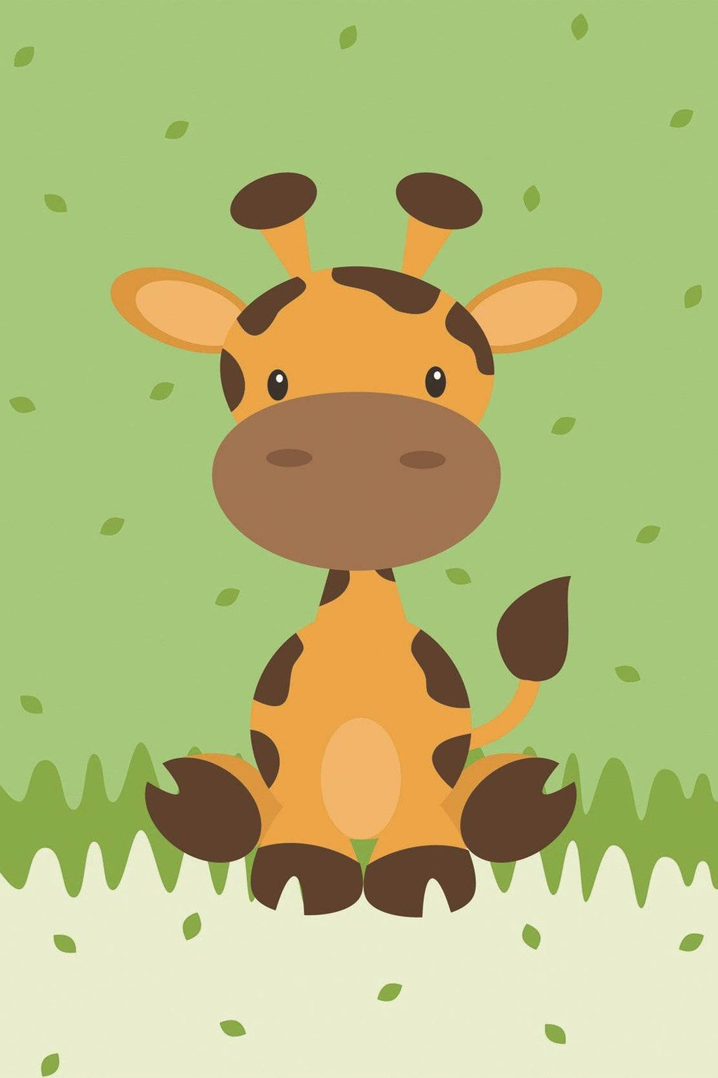 Painting of Cartoon Giraffe Sitting in Grass - beink online art store