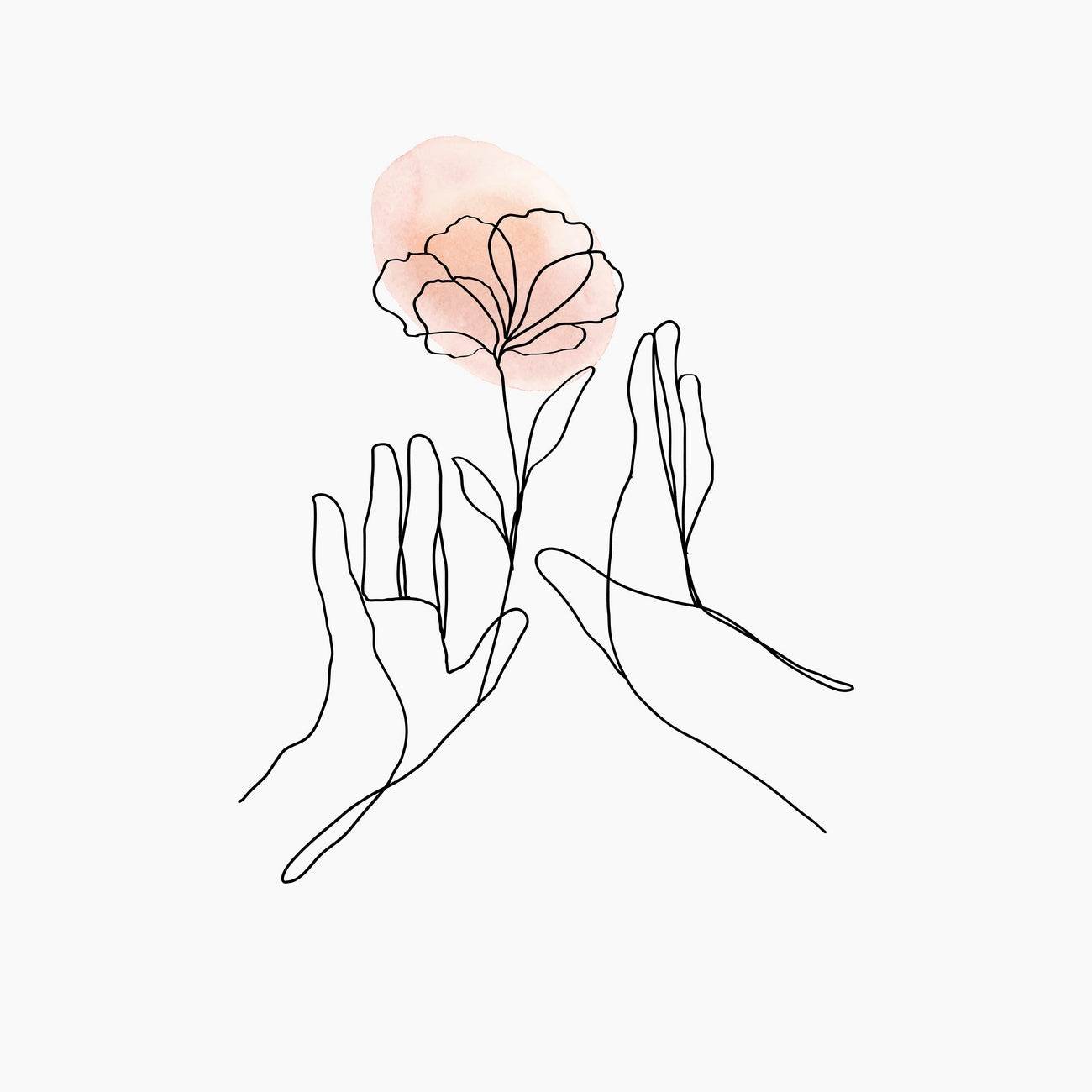 Mina Flower in The Hands of A Woman Line Art - beink online art store