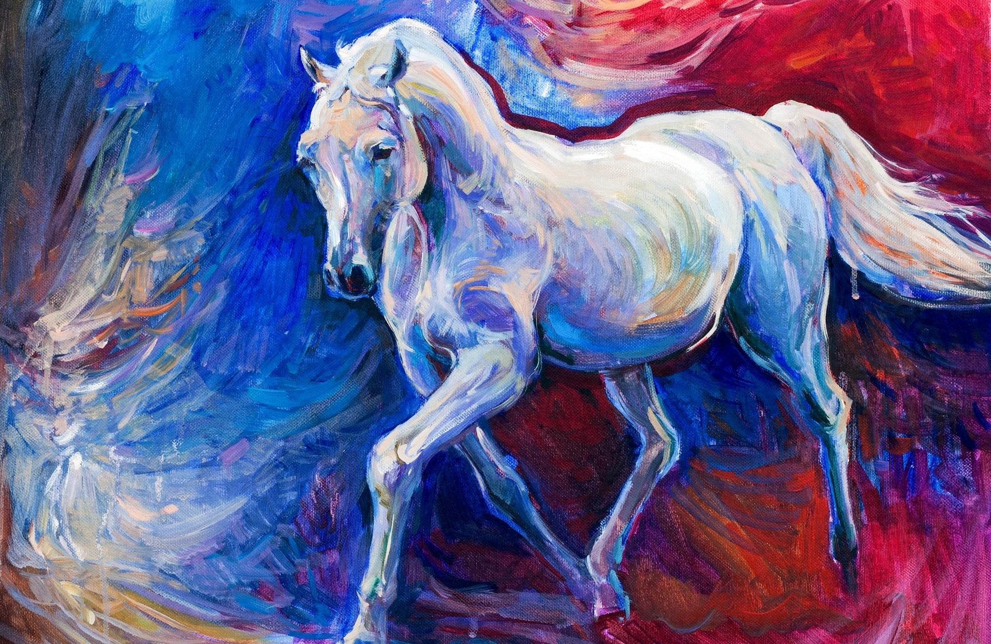 White Horse Oil Painting Wall Art - beink online art store