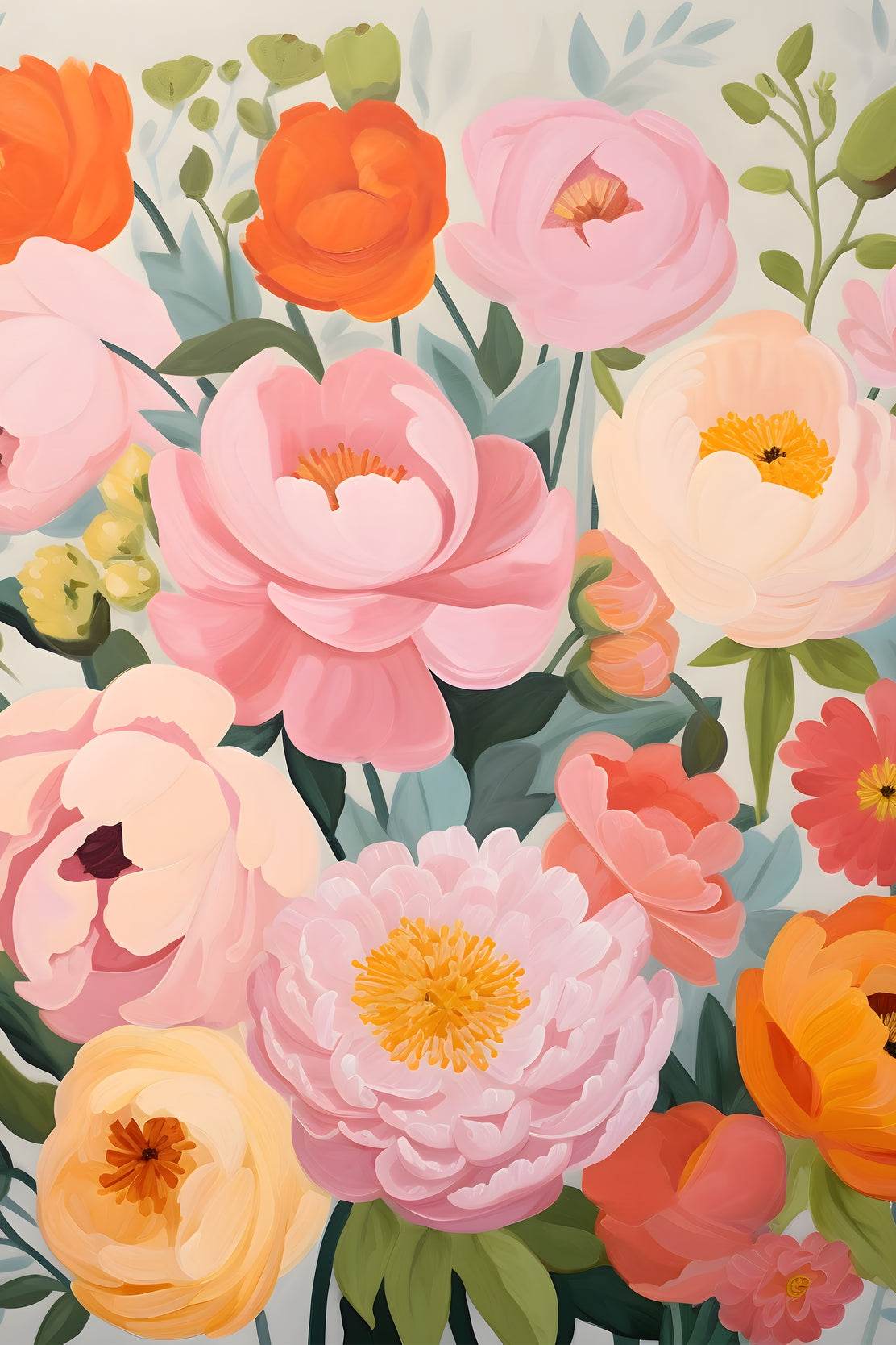 Painting of Colorful Flowers Wall Art - beink online art store