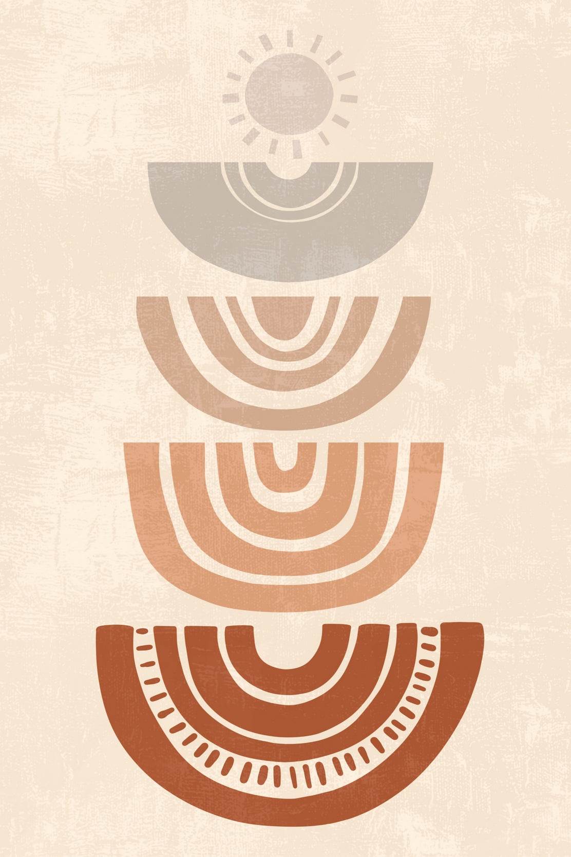 Stack of Colorful Semicircles with a Sun ArtWork - beink online art store